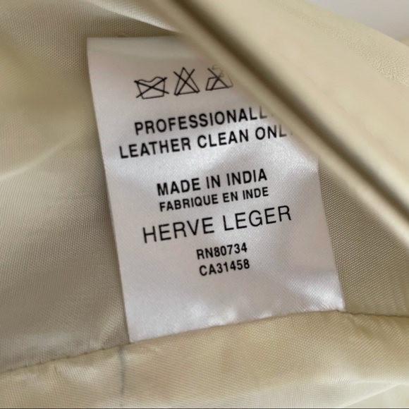 HERVE LEGER  Gold Leather Coat with beautiful lining - Picture 7 of 11